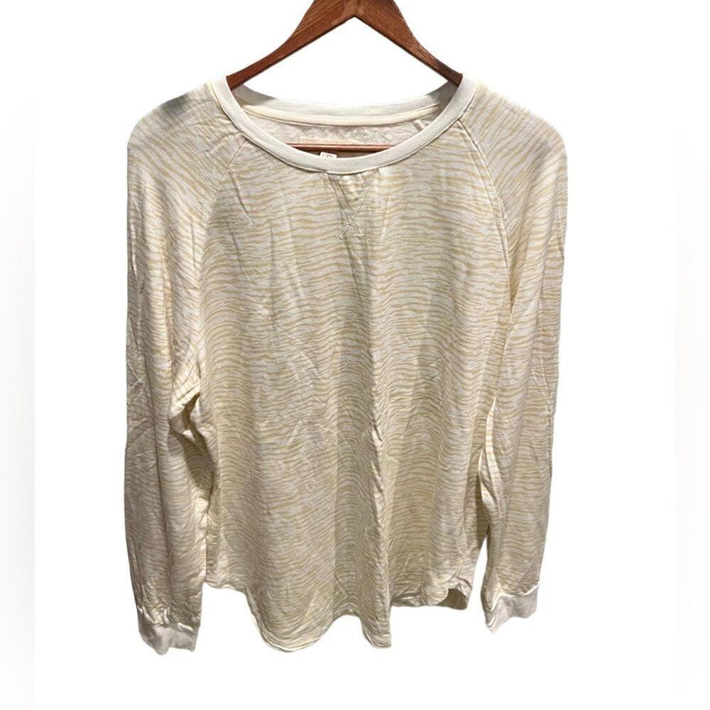 Thread & Supply long sleeved boatneck zebra striped knit top women's size large